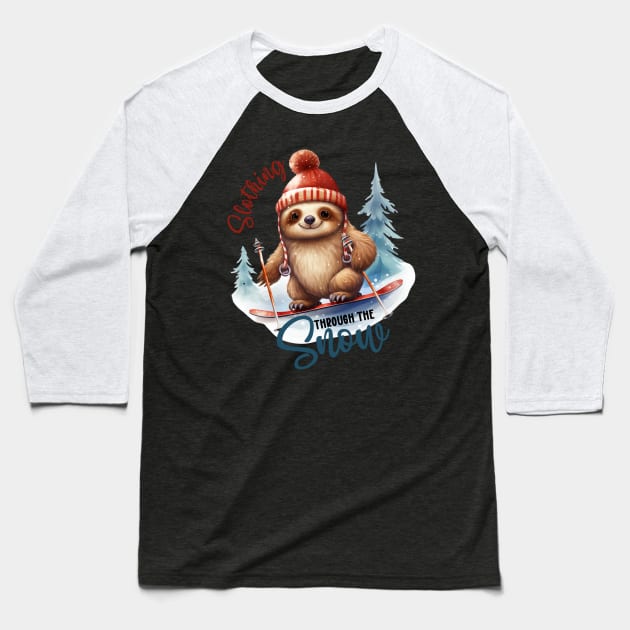 Slothing through the Snow Baseball T-Shirt by MZeeDesigns